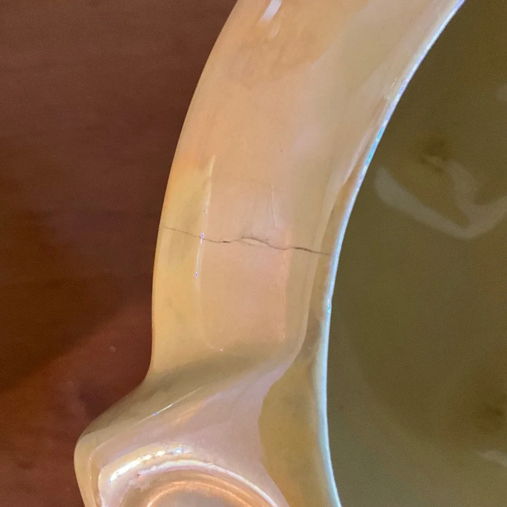Vintage ALW 79 Iridescent Ceramic Planter Bowl Scalloped Edge Cottagecore Granny